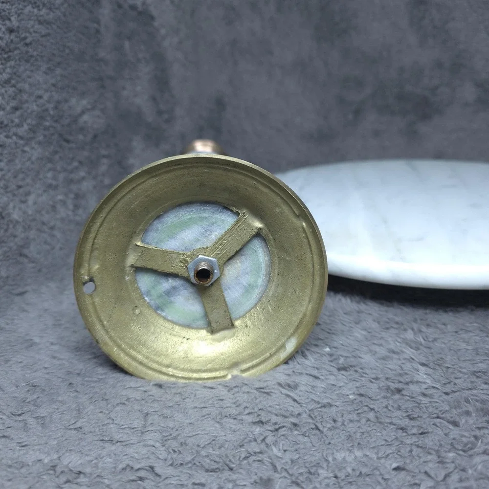Vintage Brass Marble Candlestick Holders White Stone Taper Pillar Pair Decor 15